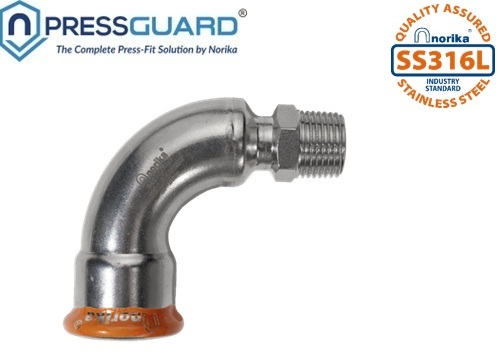 Stainless Steel 316L Press Fit 90 Deg MI Elbow